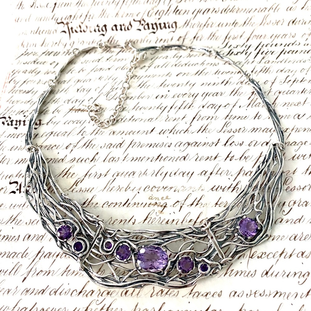 Sterling & Amethyst PZ Israel 925 Necklace